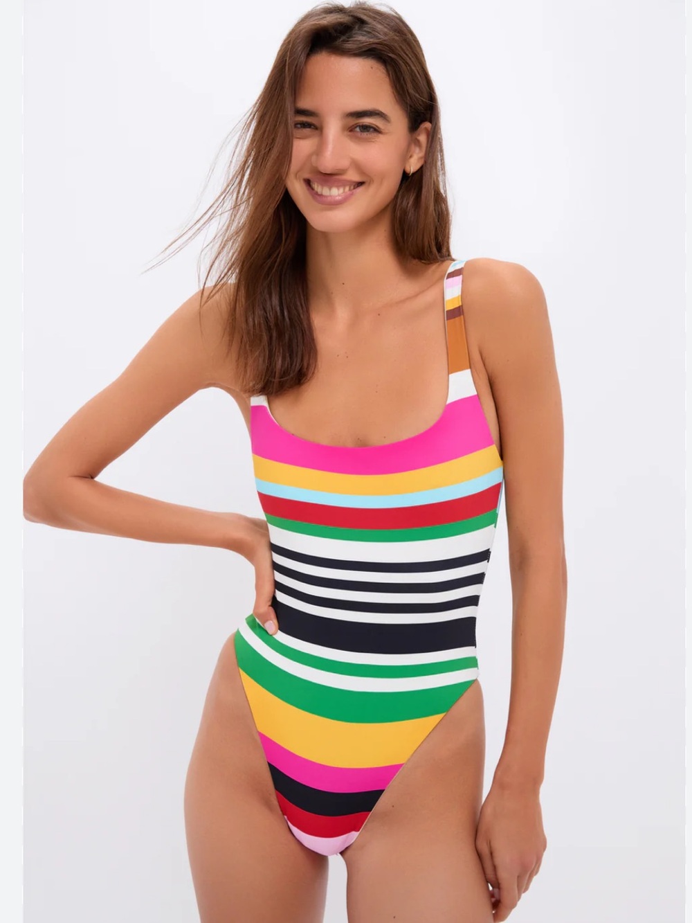 Cala de la Cruz Women’s  Bold Striped Viena One Piece Swimsuit Size Medium M